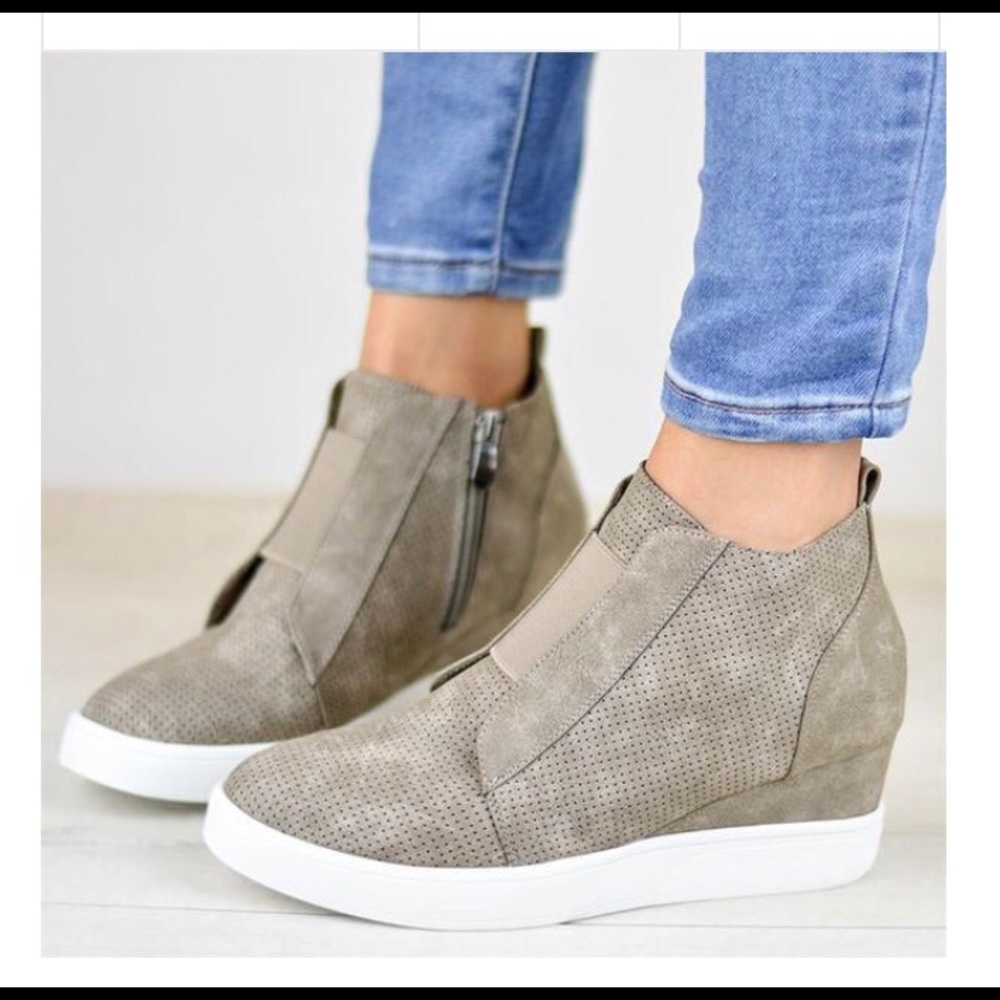 NEW! Never worn. Taupe wedge sneakers